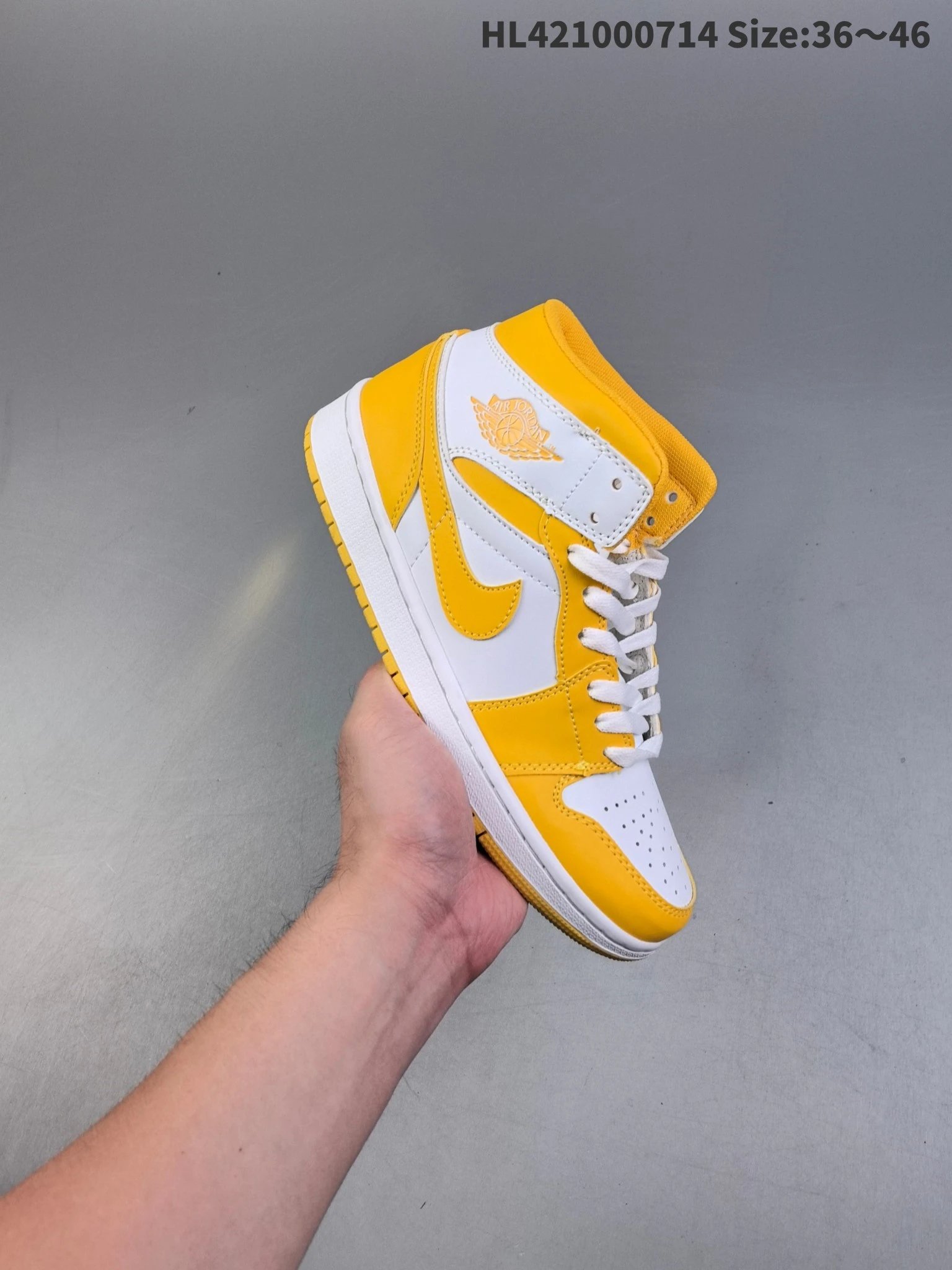 Air Jordan AJ1 Mid Yellow White High Top Sneakers