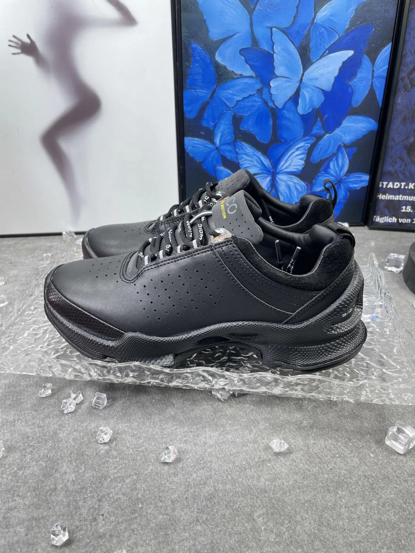 ECCO BIOM Black Leather Casual Sneakers for Men Women