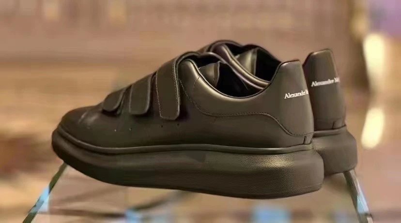 Alexander McQueen Black Velcro Oversized Leather Sneakers