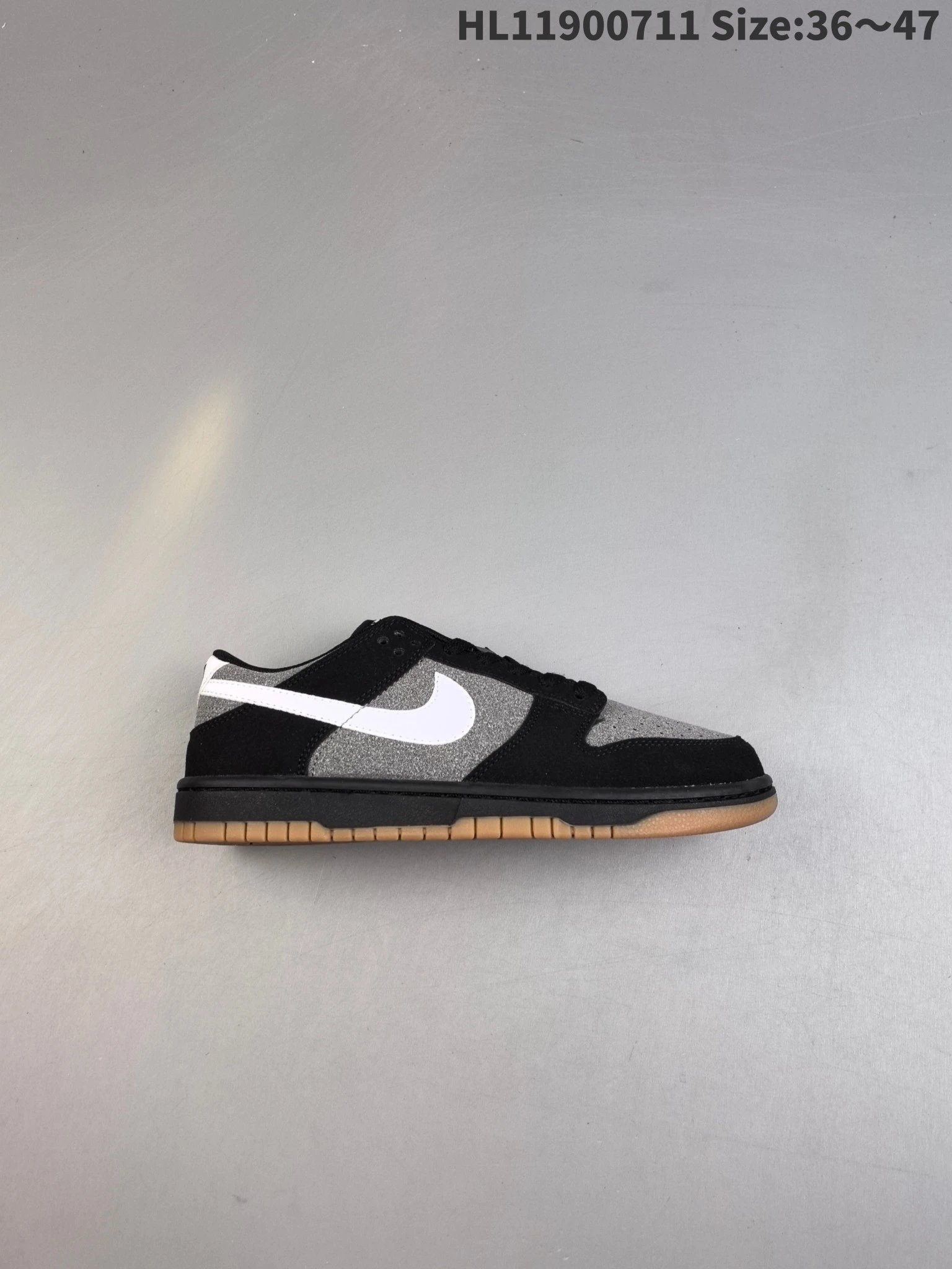 Nike Dunk Low Black Gray White Gum Sole Sneakers