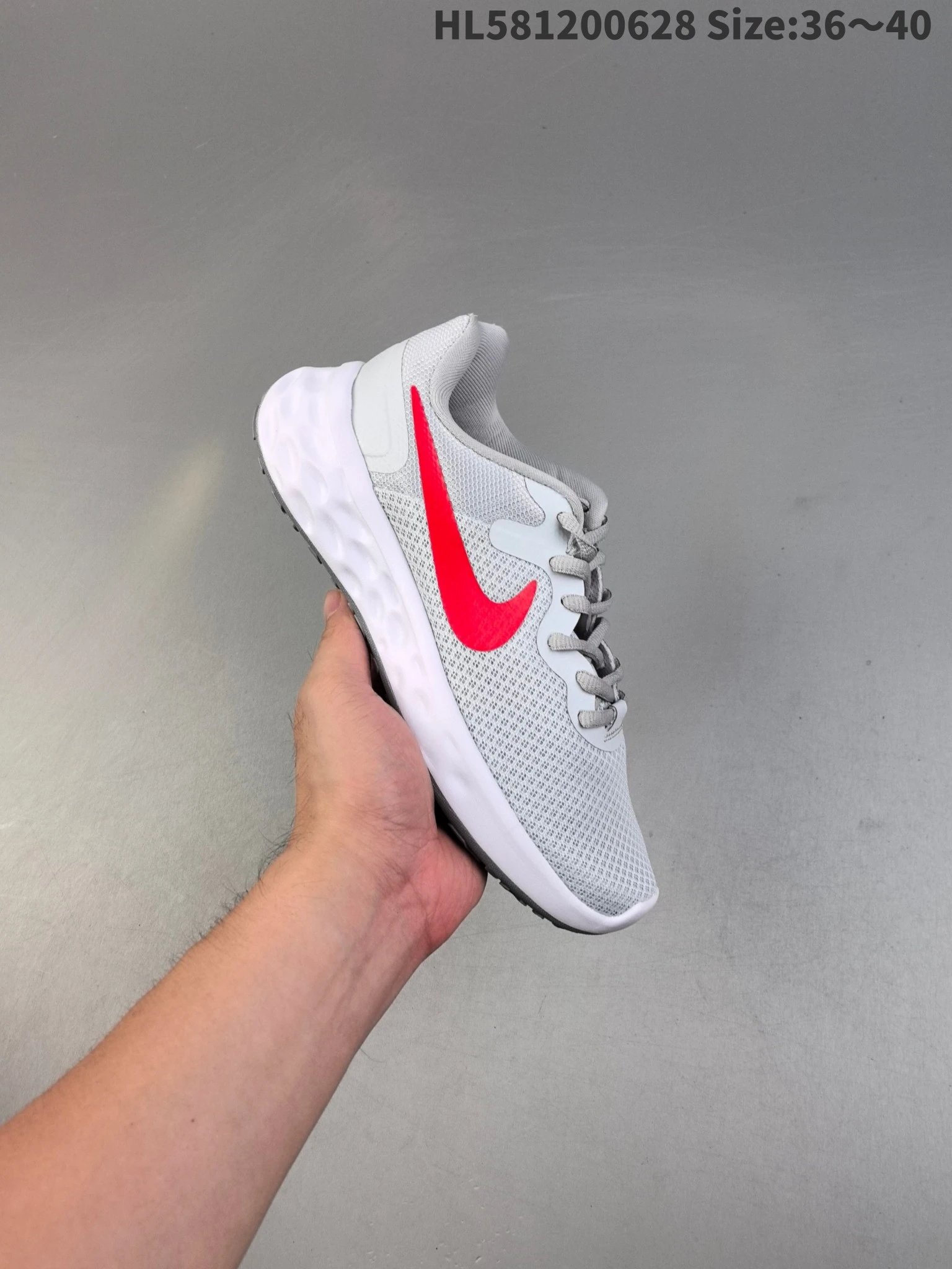 Nike Gray Red Mesh Lightweight Running Shoes 36-40