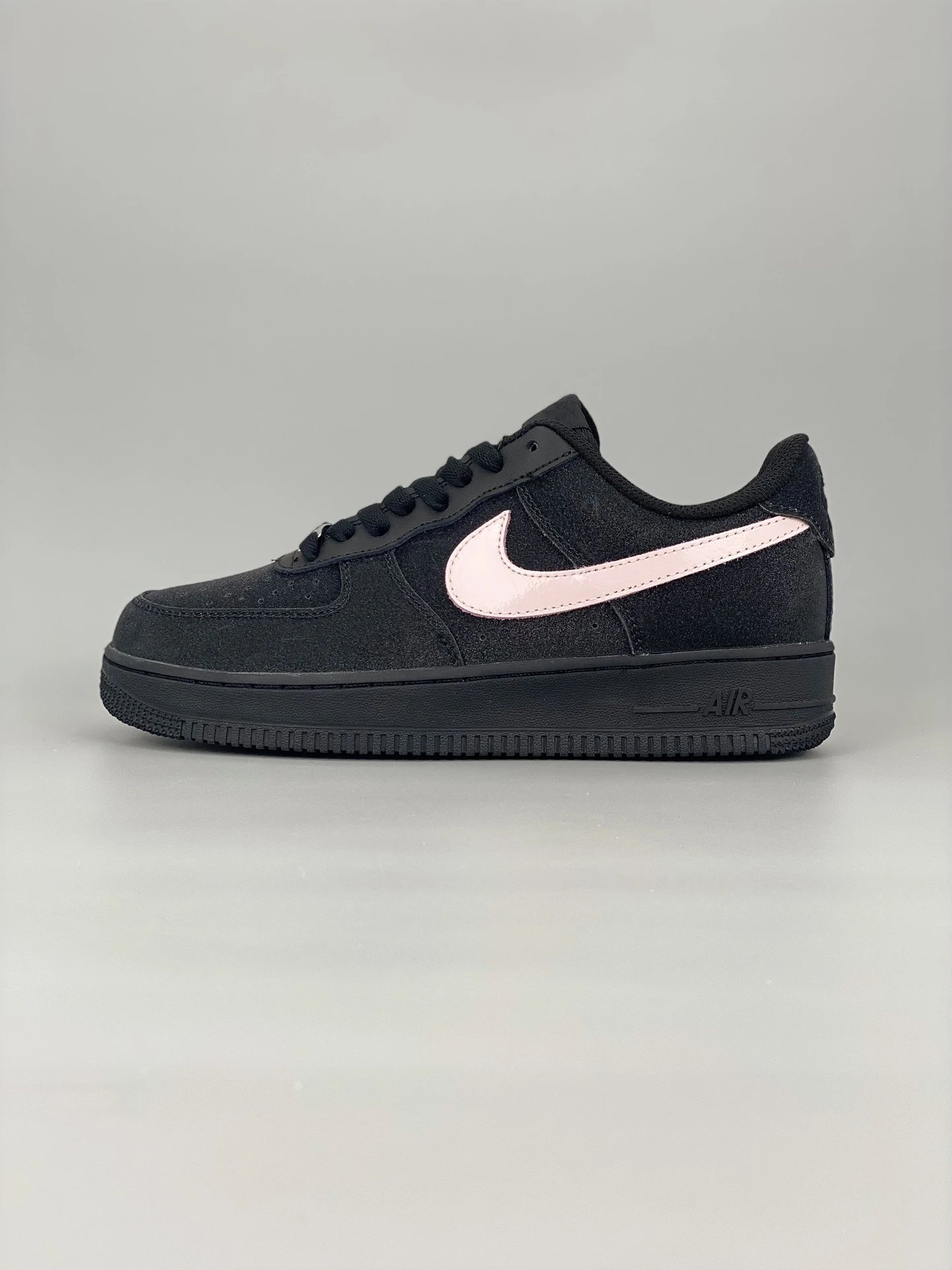 Nike Air Force 1 Low Black Pink Suede Sneakers