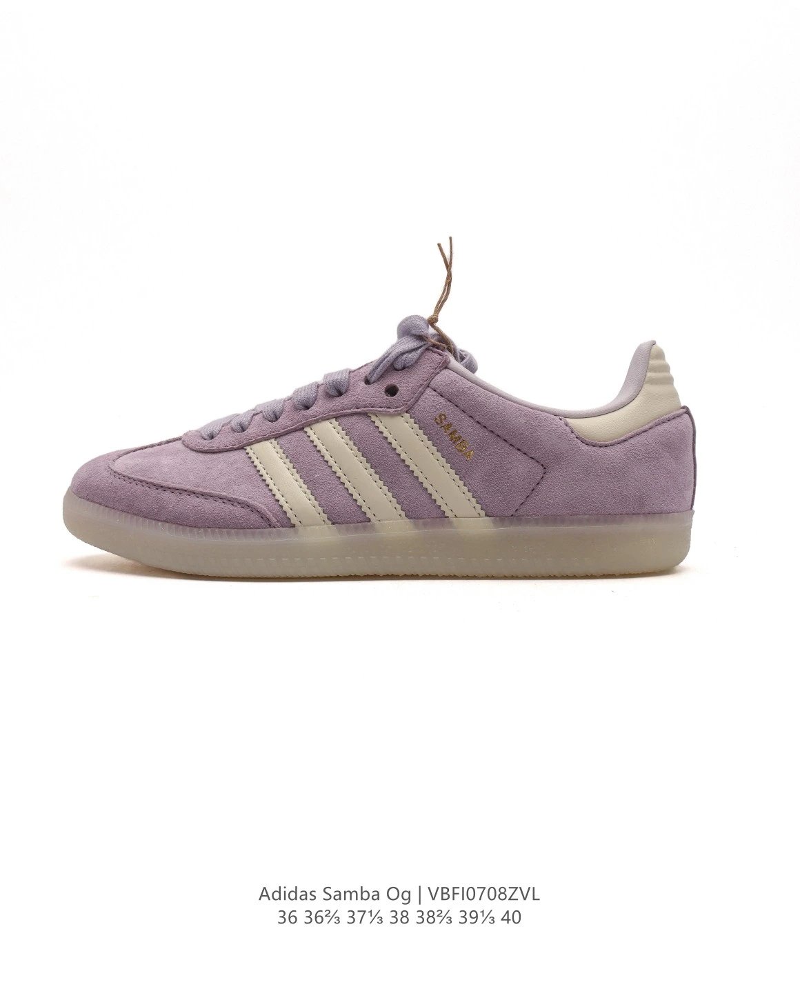 Adidas Samba OG Lavender Suede 3-Stripes Gum Sole Sneakers