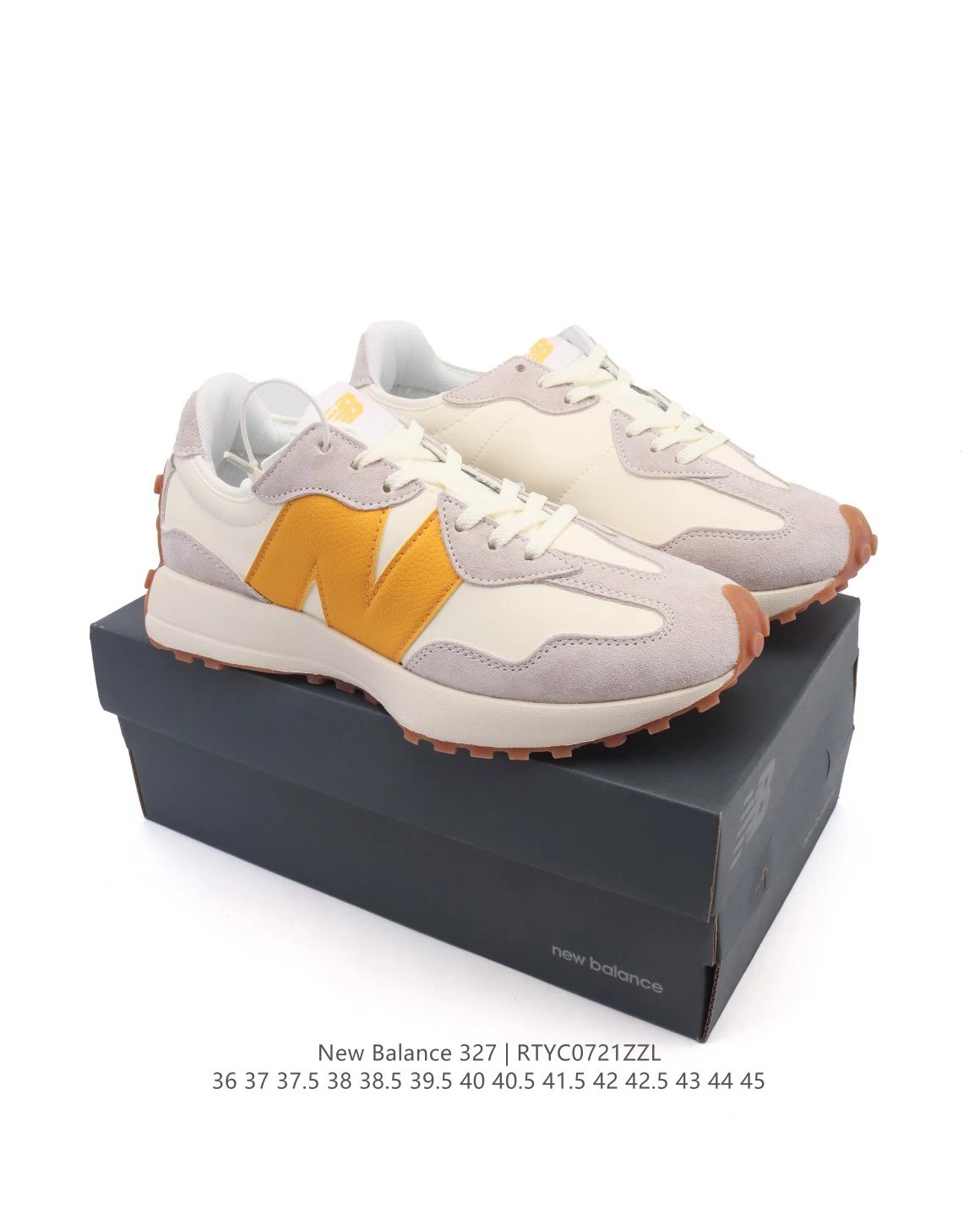 New Balance 327 Beige Gray Yellow Retro Sneakers