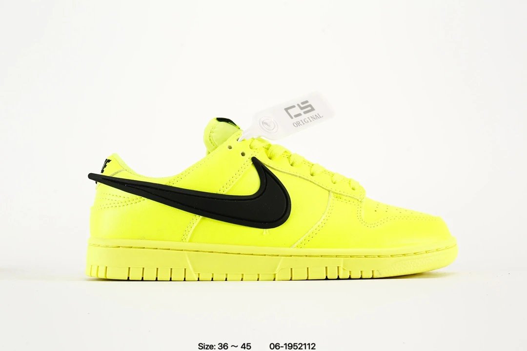 Nike Dunk Low Neon Yellow Black Leather Sneakers