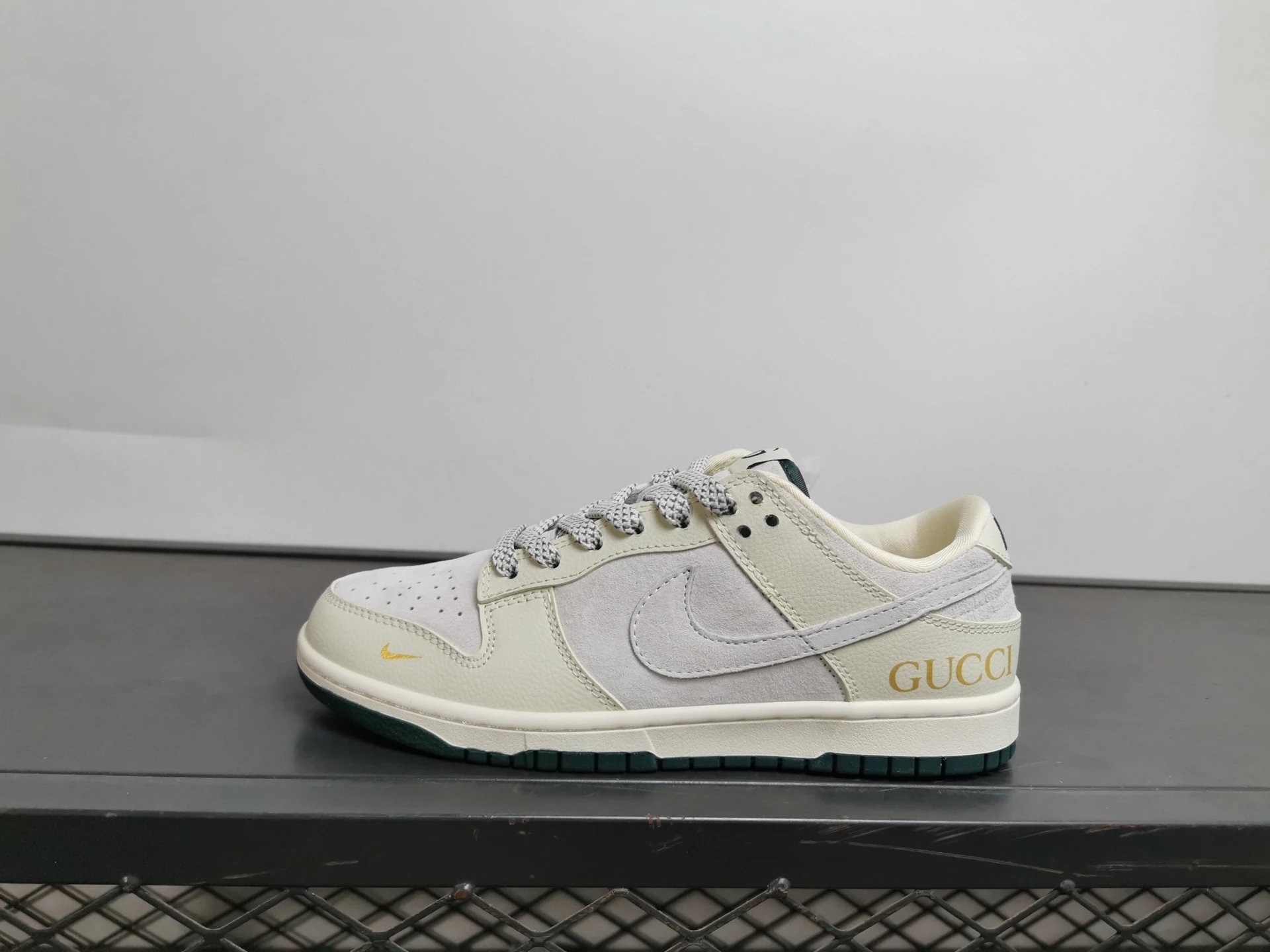 Nike Dunk Low Beige Gray Patchwork Suede Gold Letter Shoes