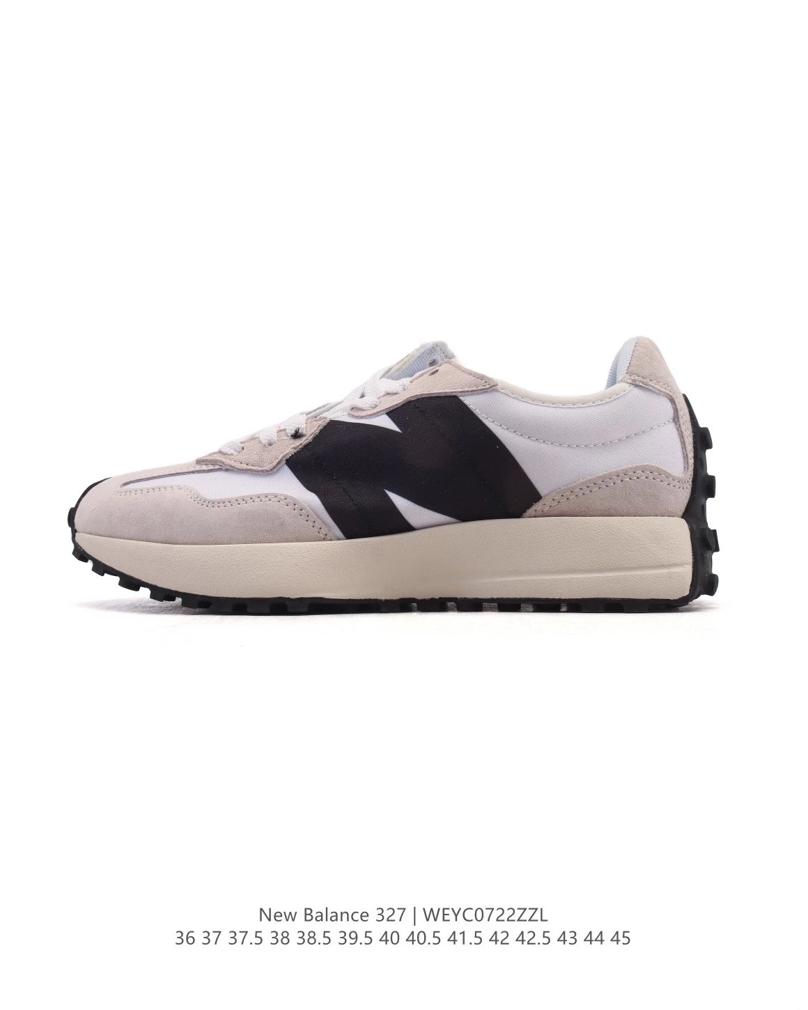 New Balance 327 Beige Black Retro Suede Mesh Sneakers