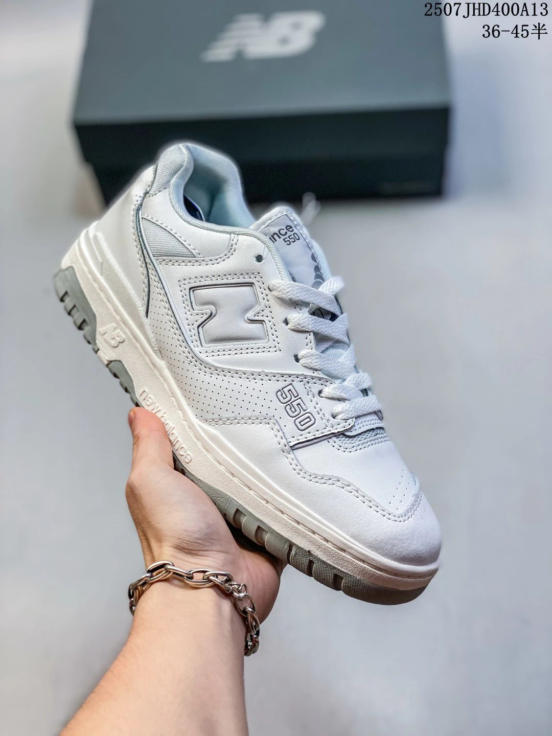 New Balance 550 White Grey Retro Low-Top Basketball Sneakers