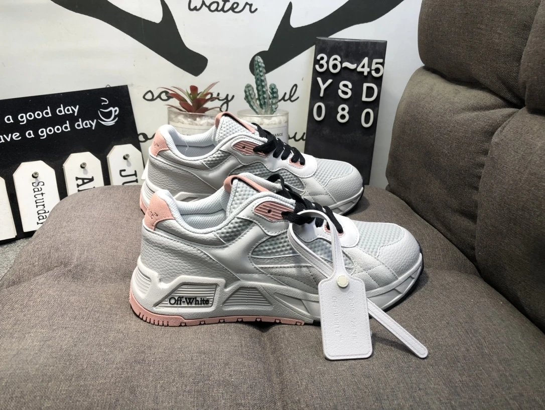 Off-White Arrow White Leather Sneakers Unisex Casual Shoes
