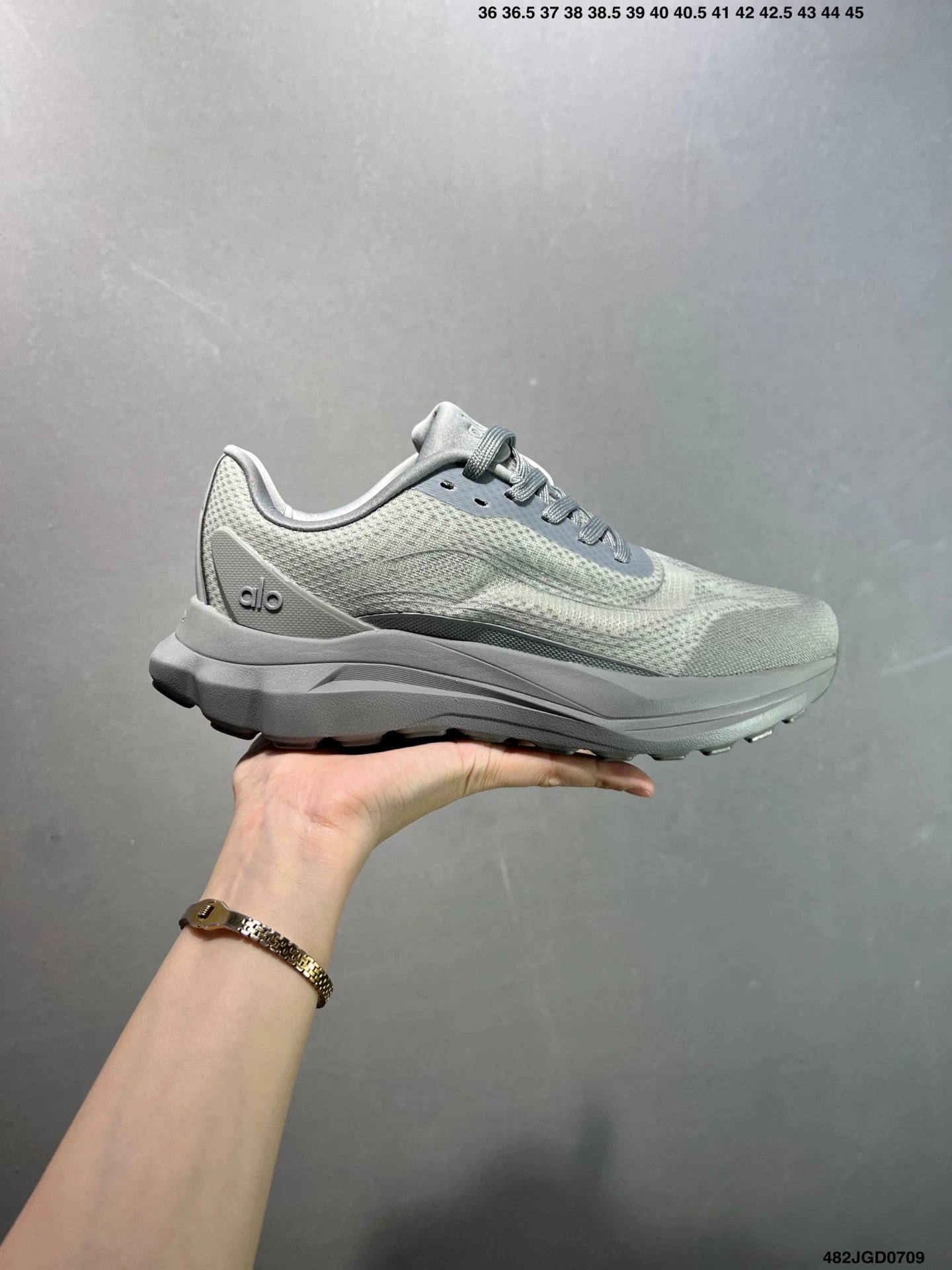 Alo Gray Mesh Platform Sneakers Breathable Unisex Lace-Up