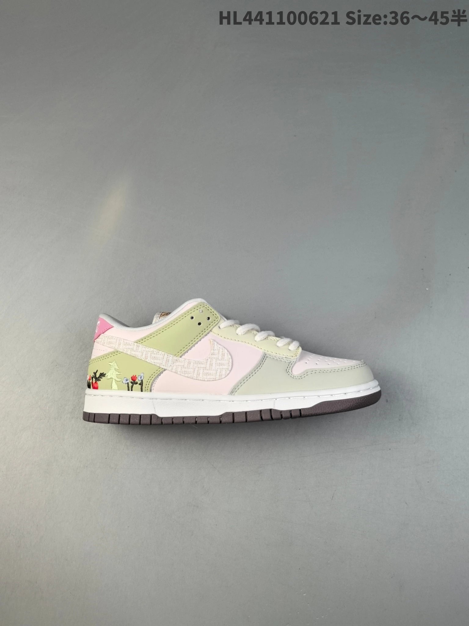 Nike Dunk Low Pink Green Floral Canvas Sneakers