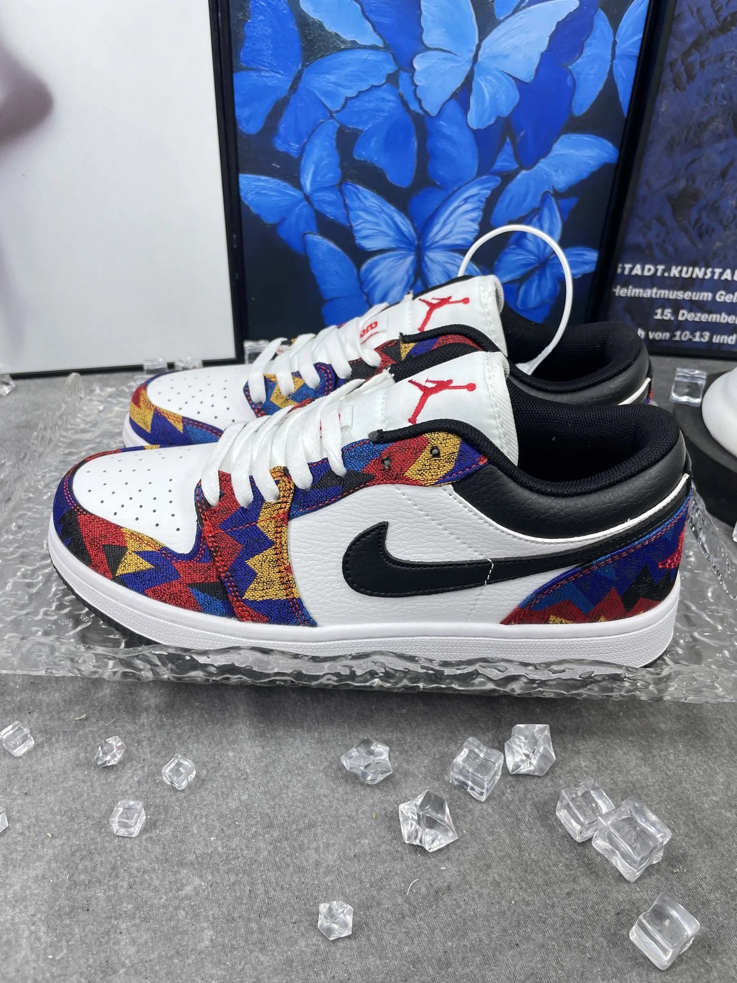 Air Jordan 1 Low Tribal Print Leather Sneakers