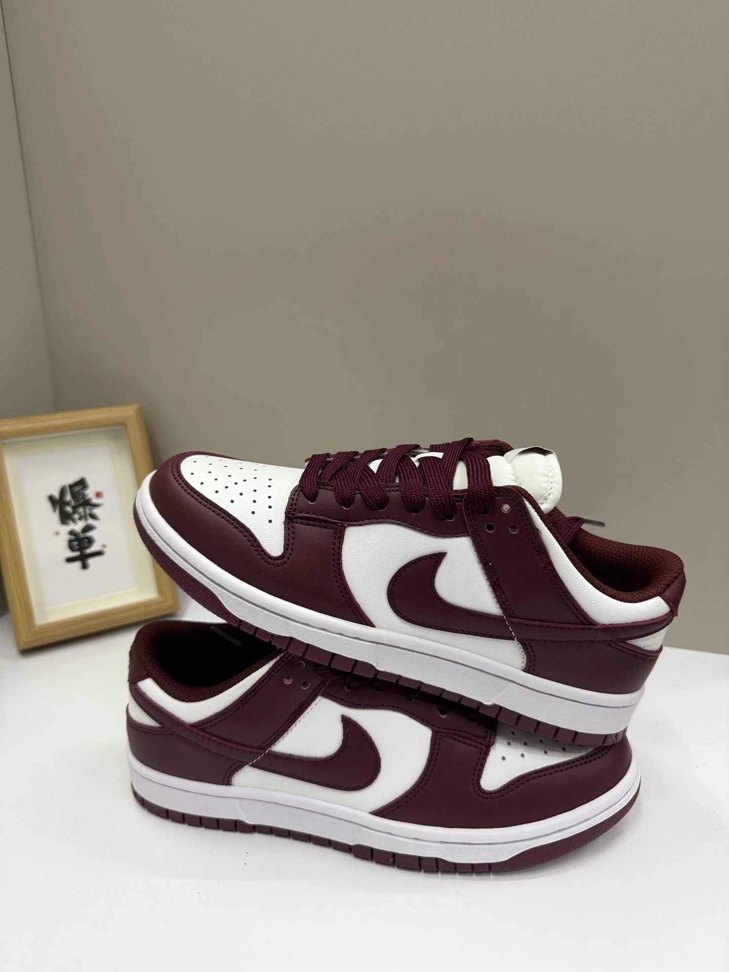 Nike Dunk Low Burgundy White Leather Skate Sneakers