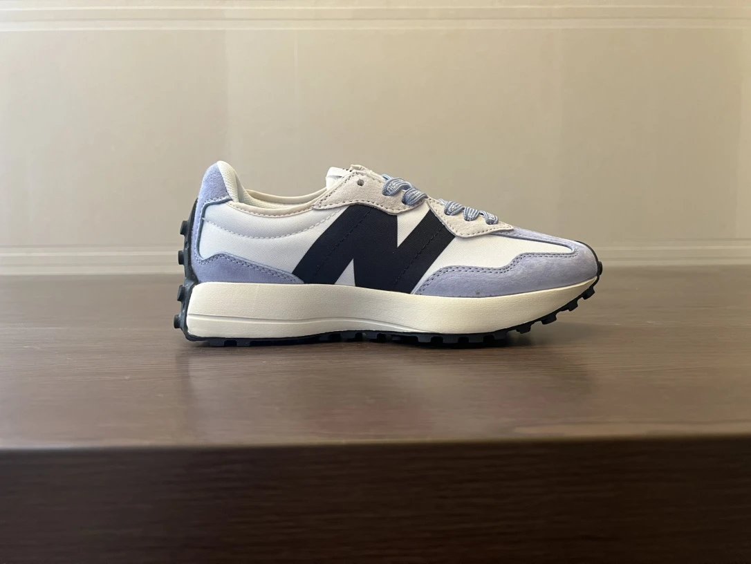 New Balance 327 White Blue Navy Retro Running Sneakers