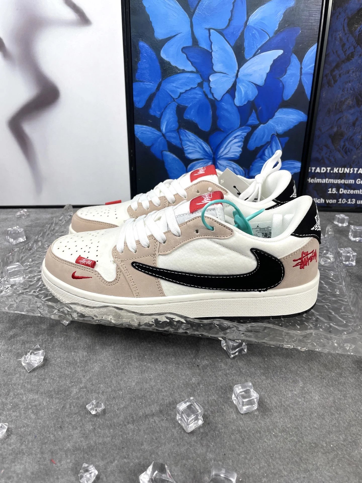 Nike x Stussy Cream Khaki Low Top Sneakers