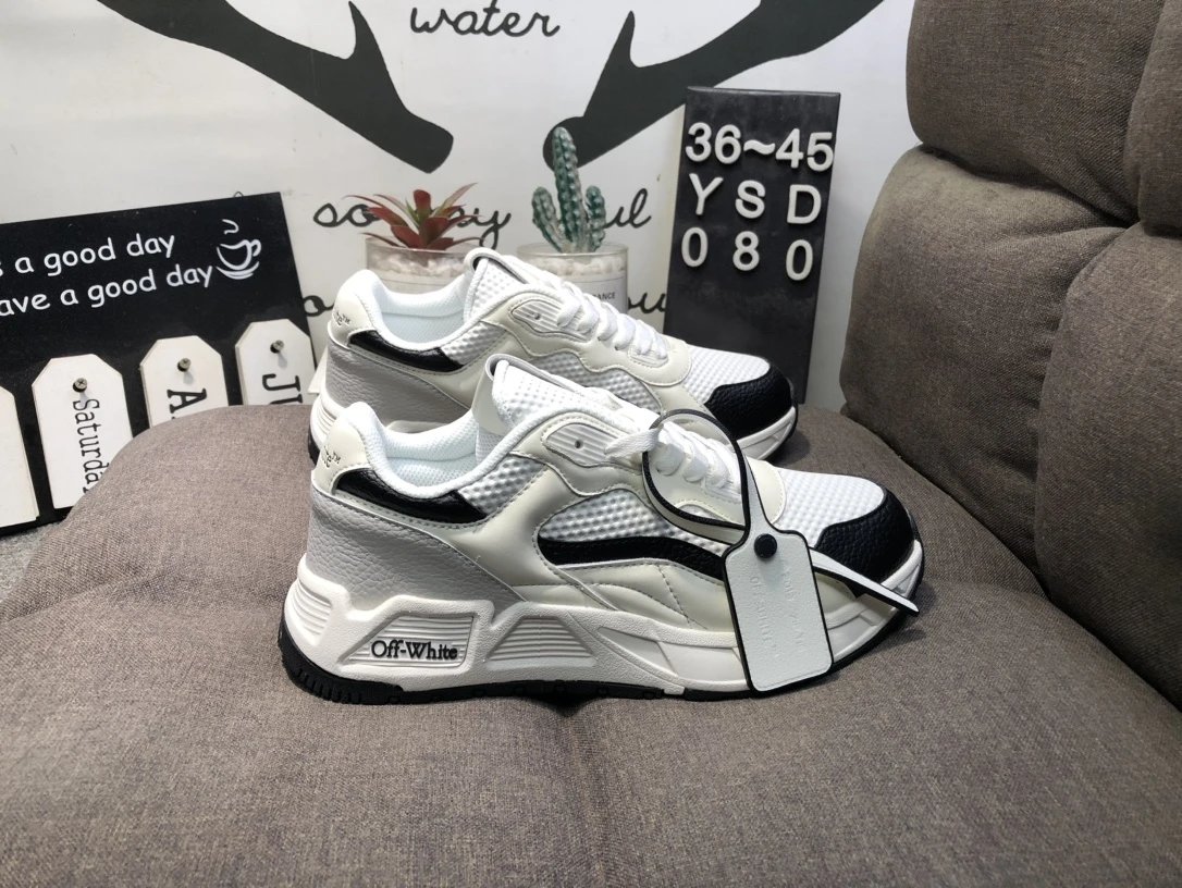 Off White Arrow Low-Top Leather Sneakers White