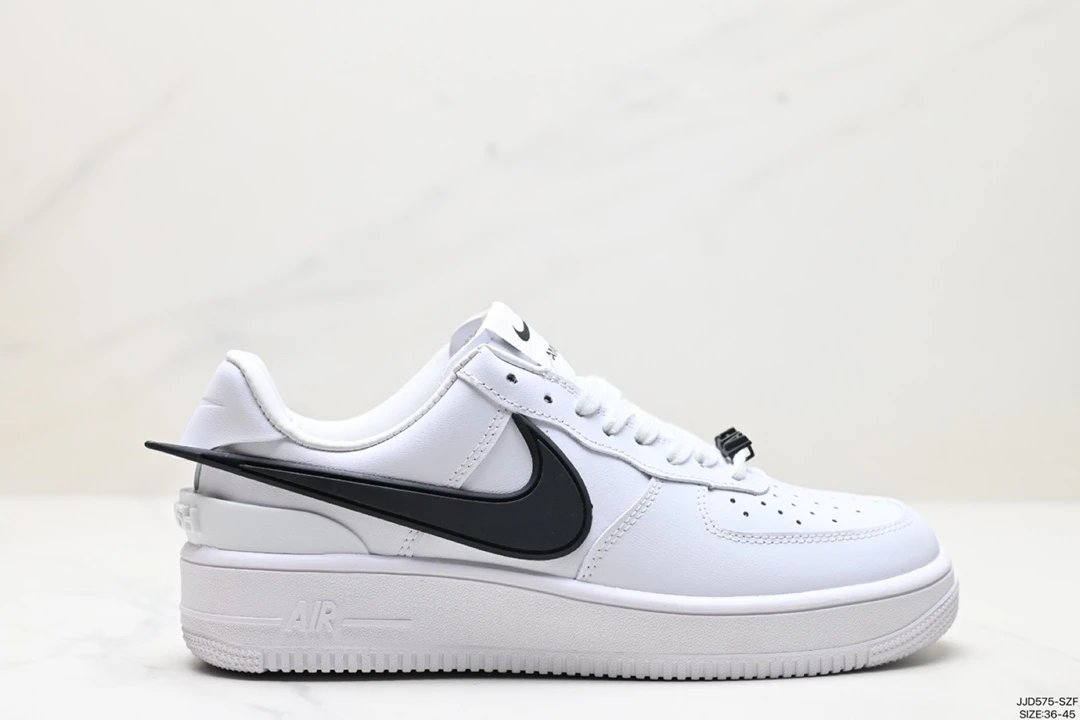 Nike Air Force 1 White Black Low Top Leather Sneakers