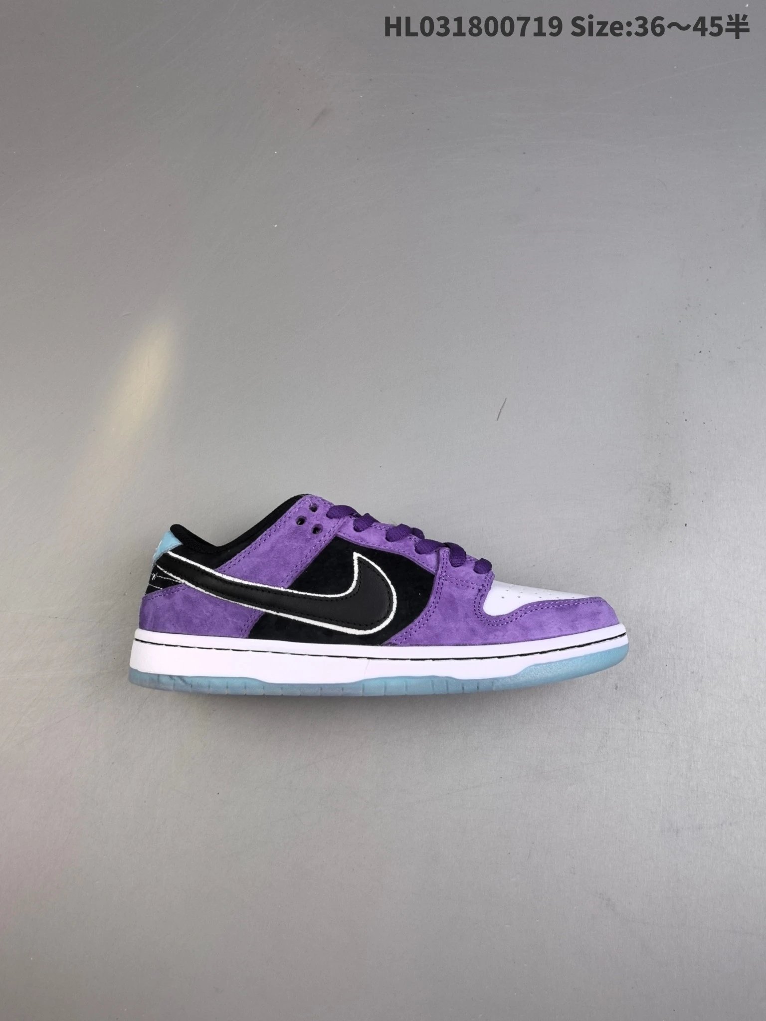 Nike Dunk Low Purple Black White Suede Leather Sneakers