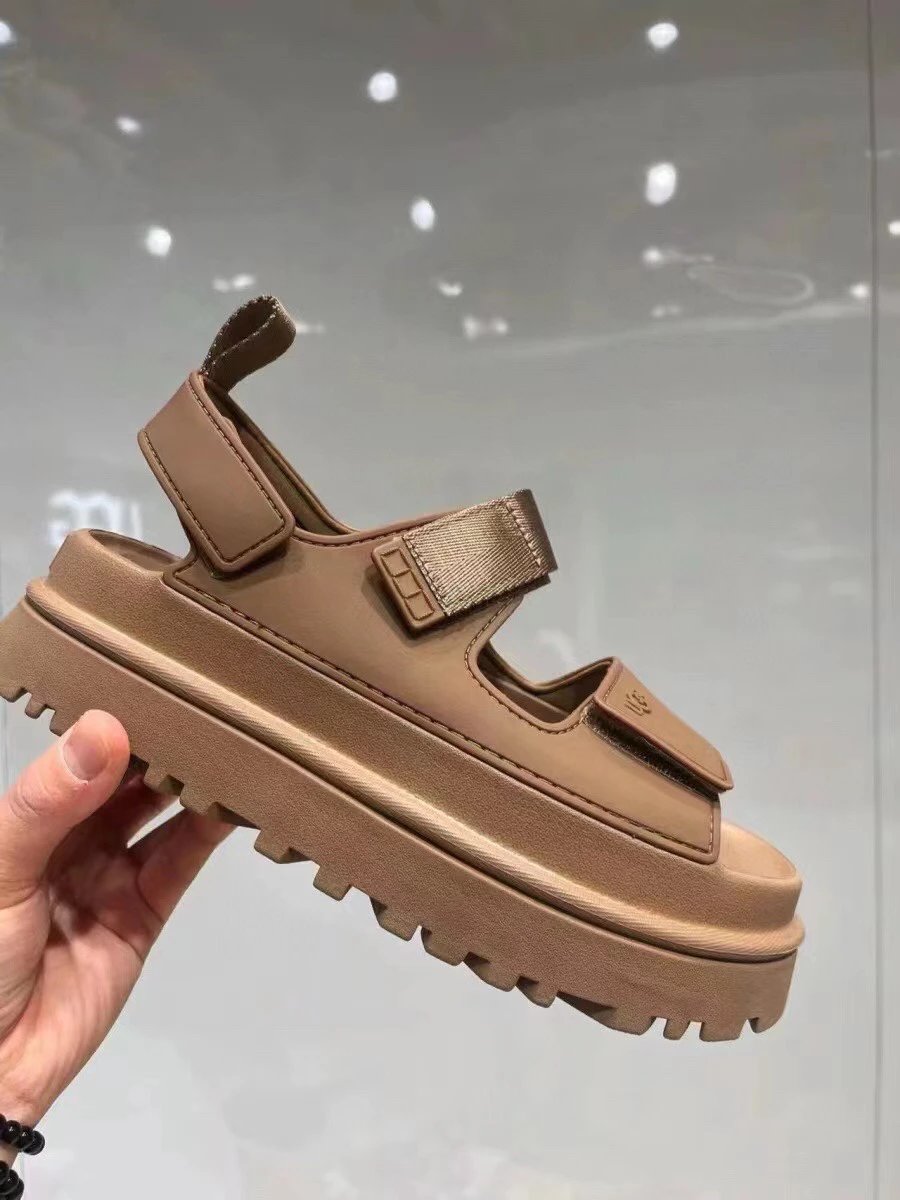 UGG Brown Platform Sport Sandals Velcro Strap Shoes