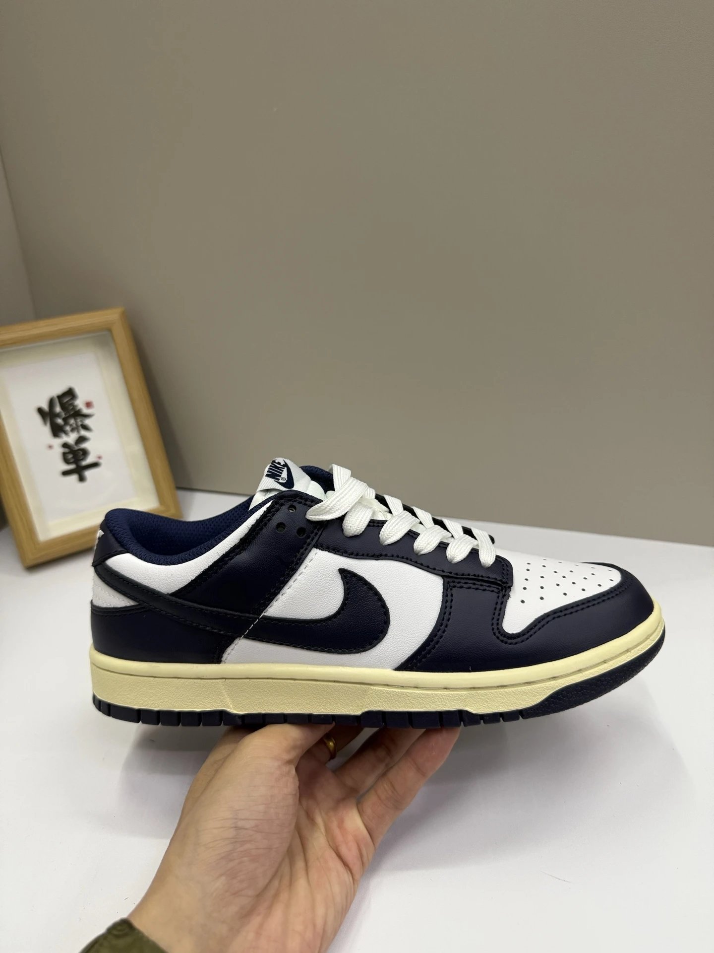 Nike Dunk Low Navy White Leather Sneakers