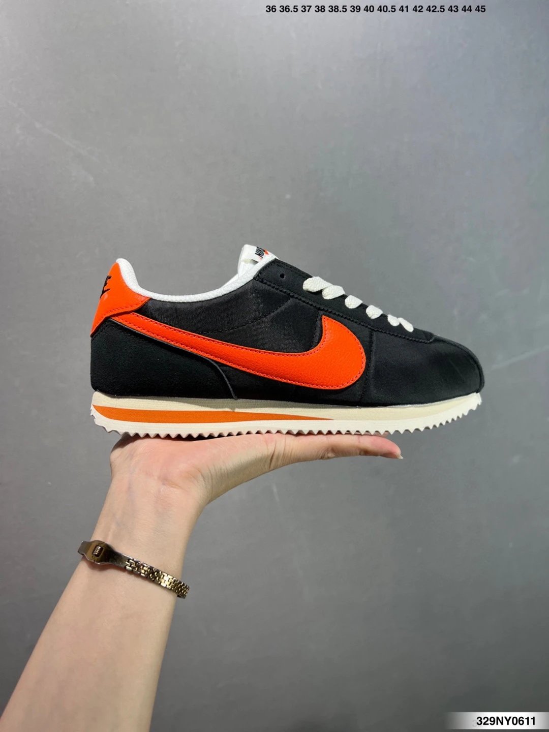 Nike Cortez Black Orange Retro Low Top Unisex Sneakers