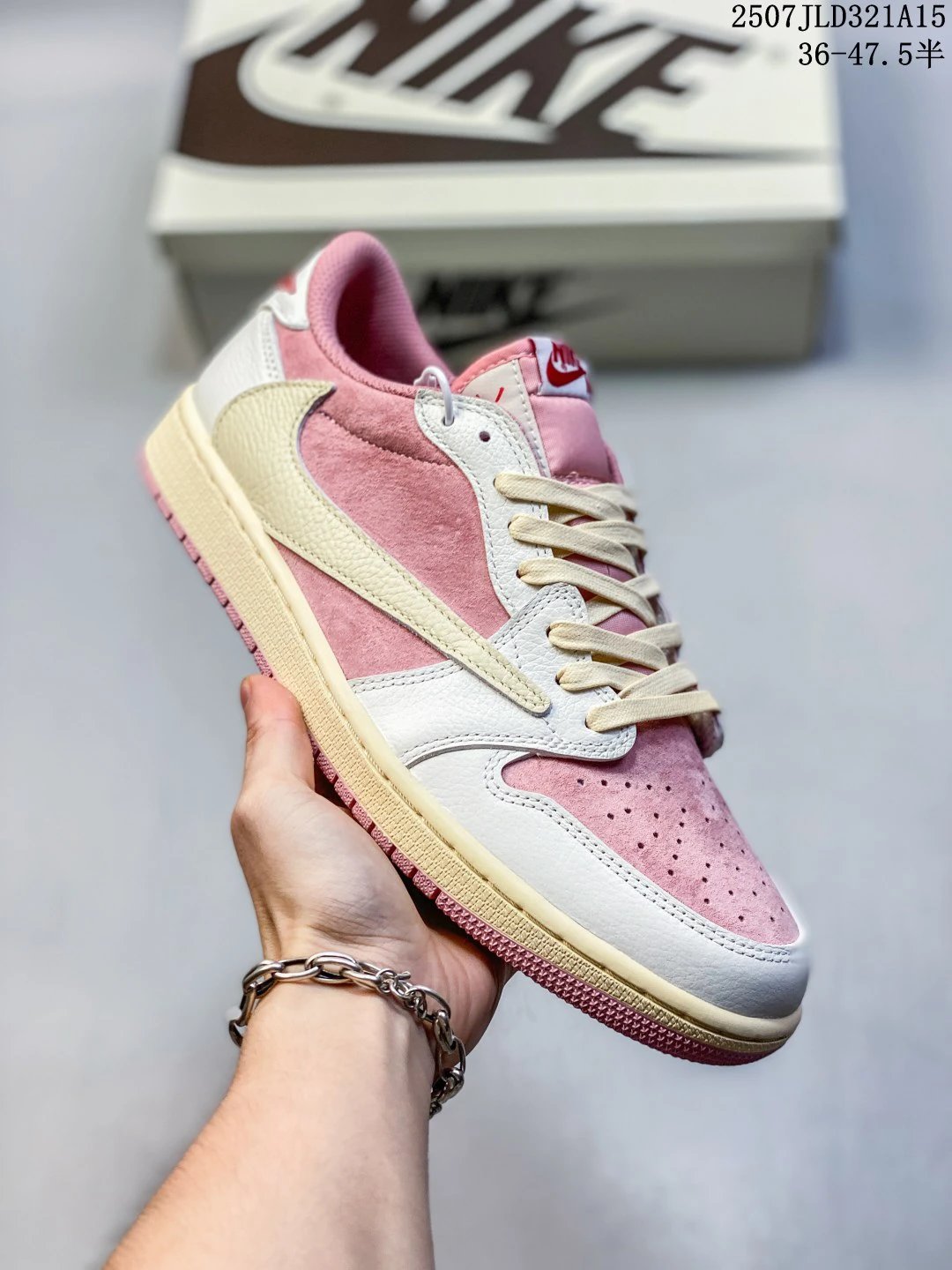 Nike Travis Scott Air Jordan 1 Low Pink White Shoes