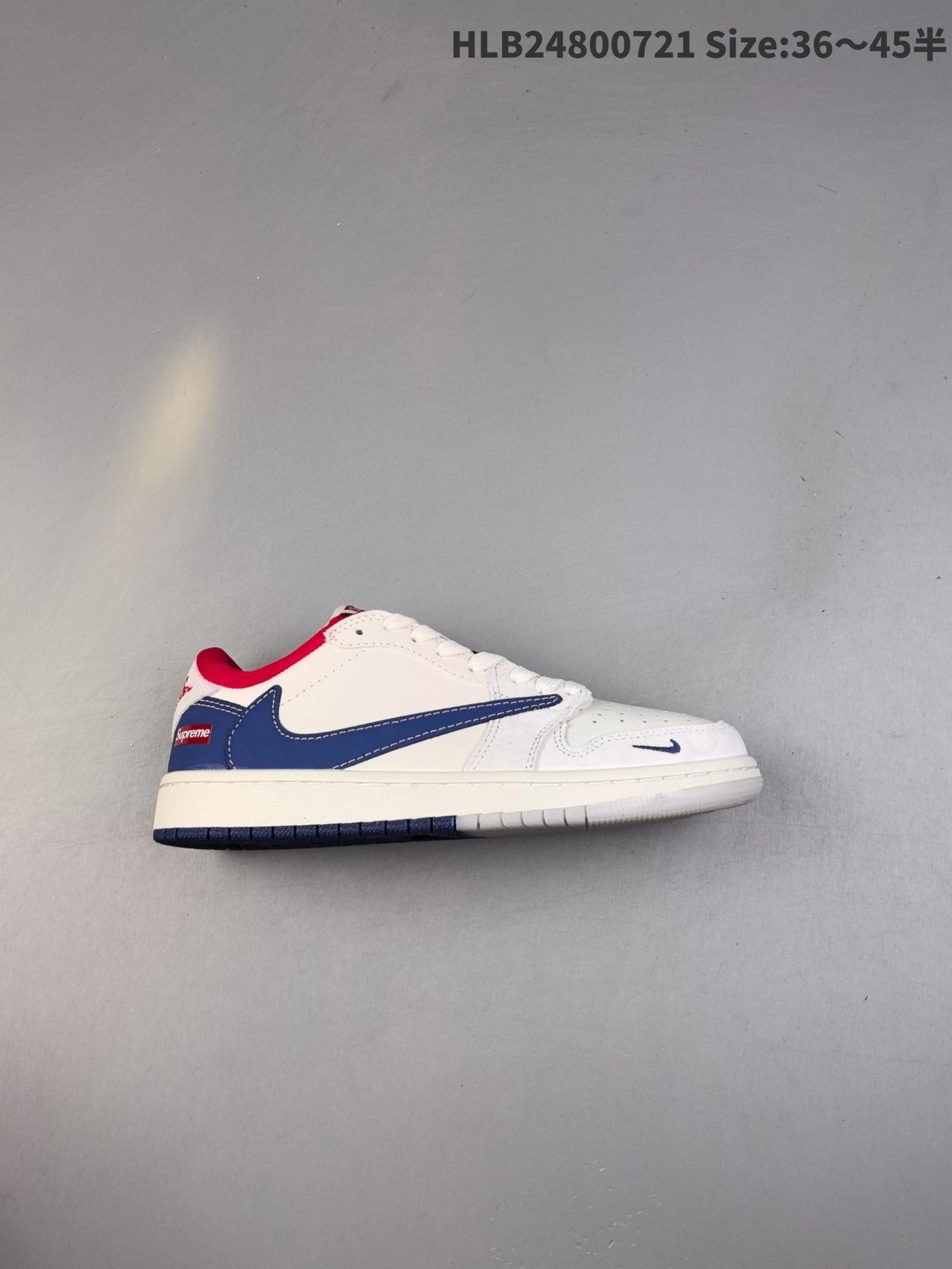 Nike Air Jordan 1 Low Supreme White Blue Red Shoes