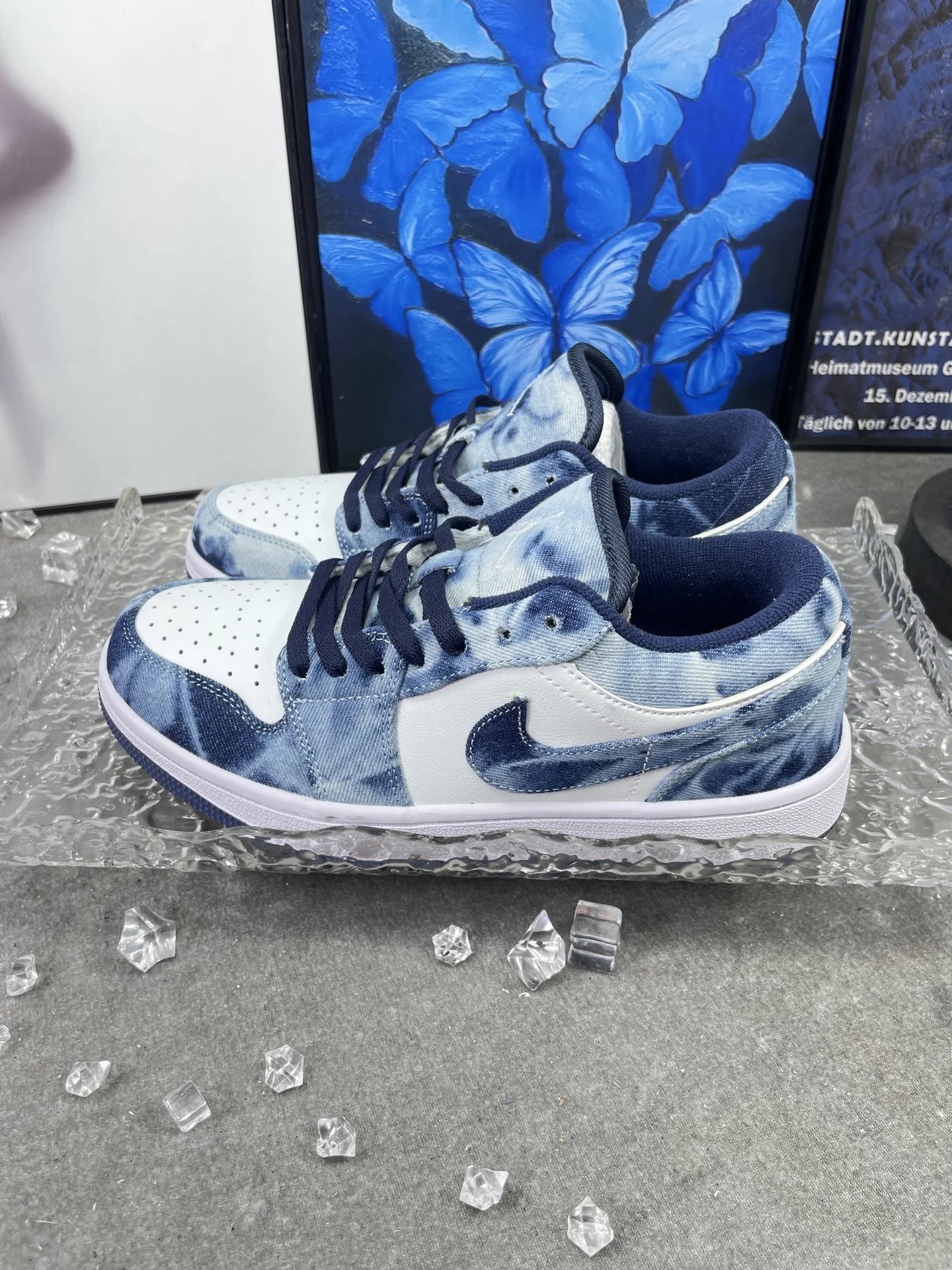 Air Jordan 1 Low Blue Washed Denim Patchwork Sneakers