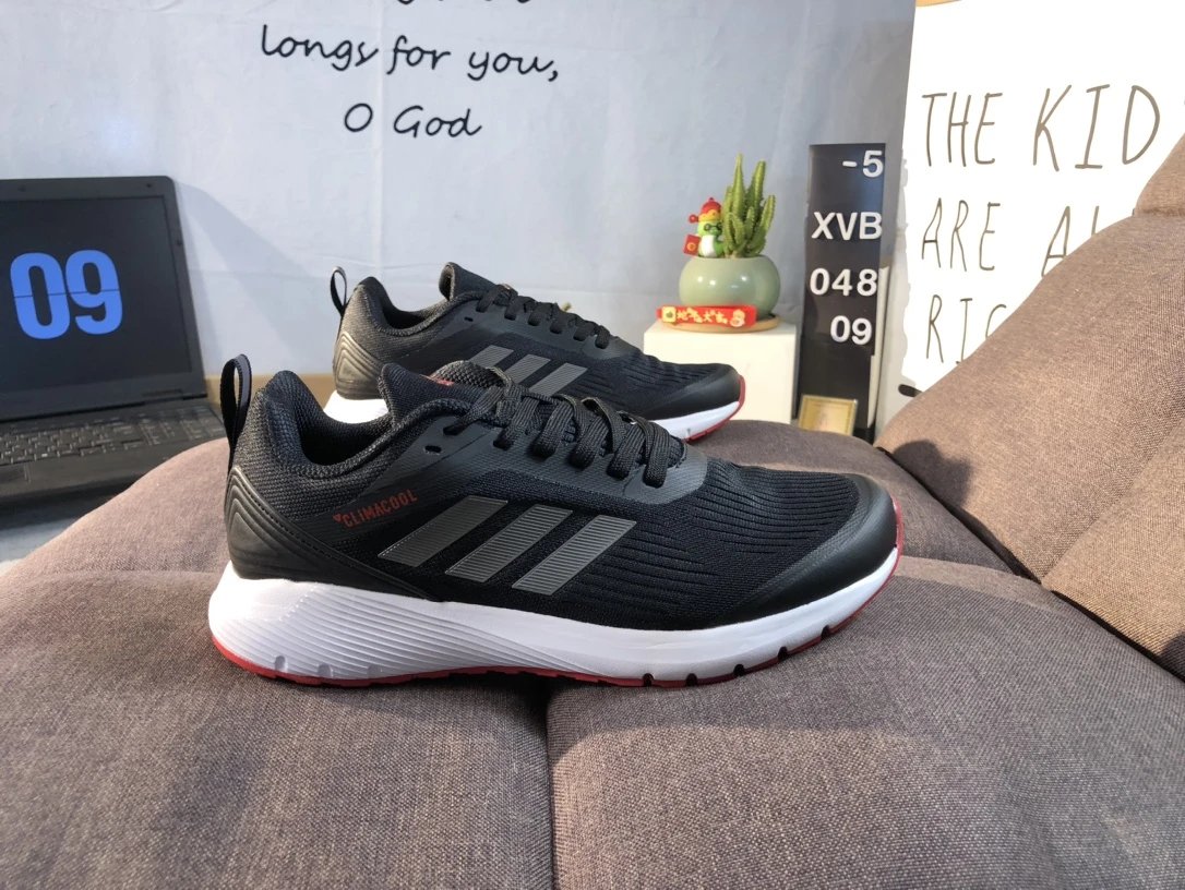 Adidas Climacool Black Mesh Running Shoes Red Sole