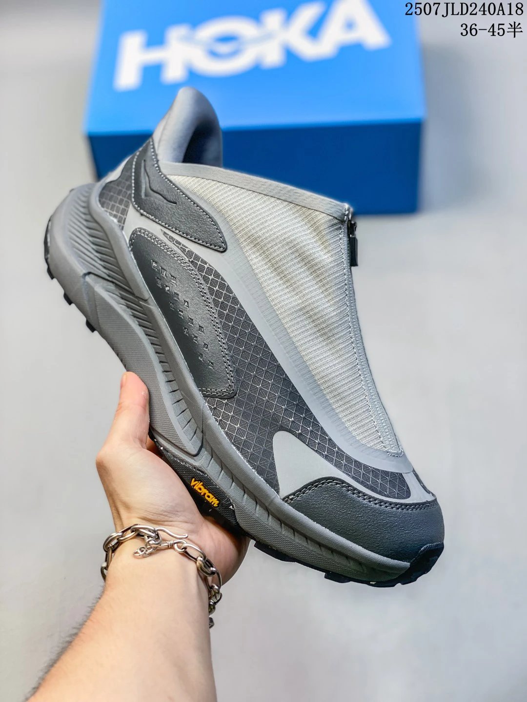 Hoka Grey Tech Vibram Trail Running Sneakers