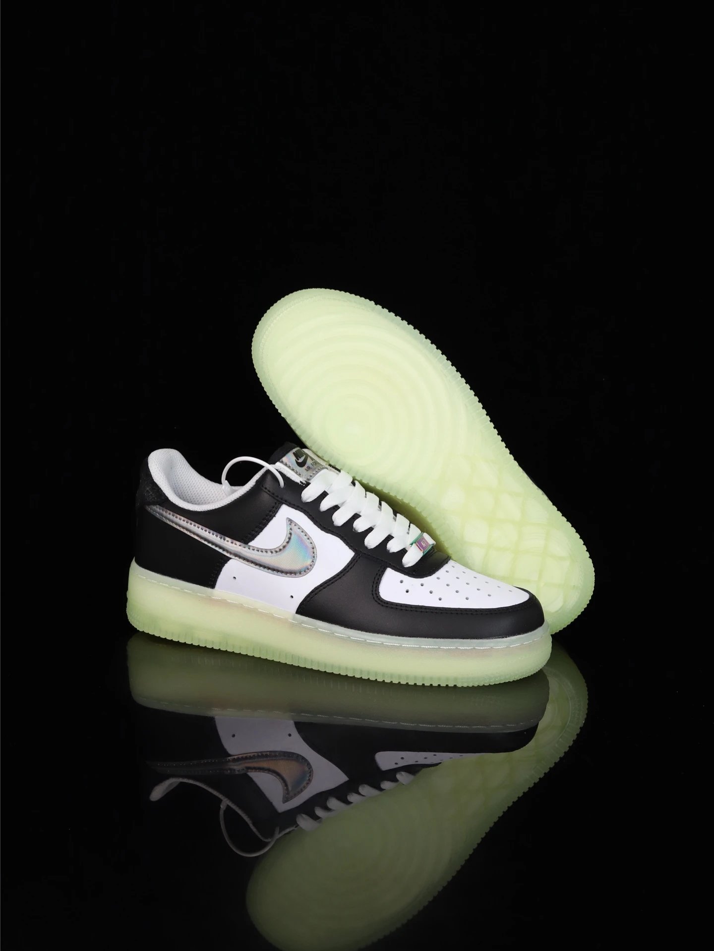 Nike Air Force 1 Low Black White Glow Sole Sneakers
