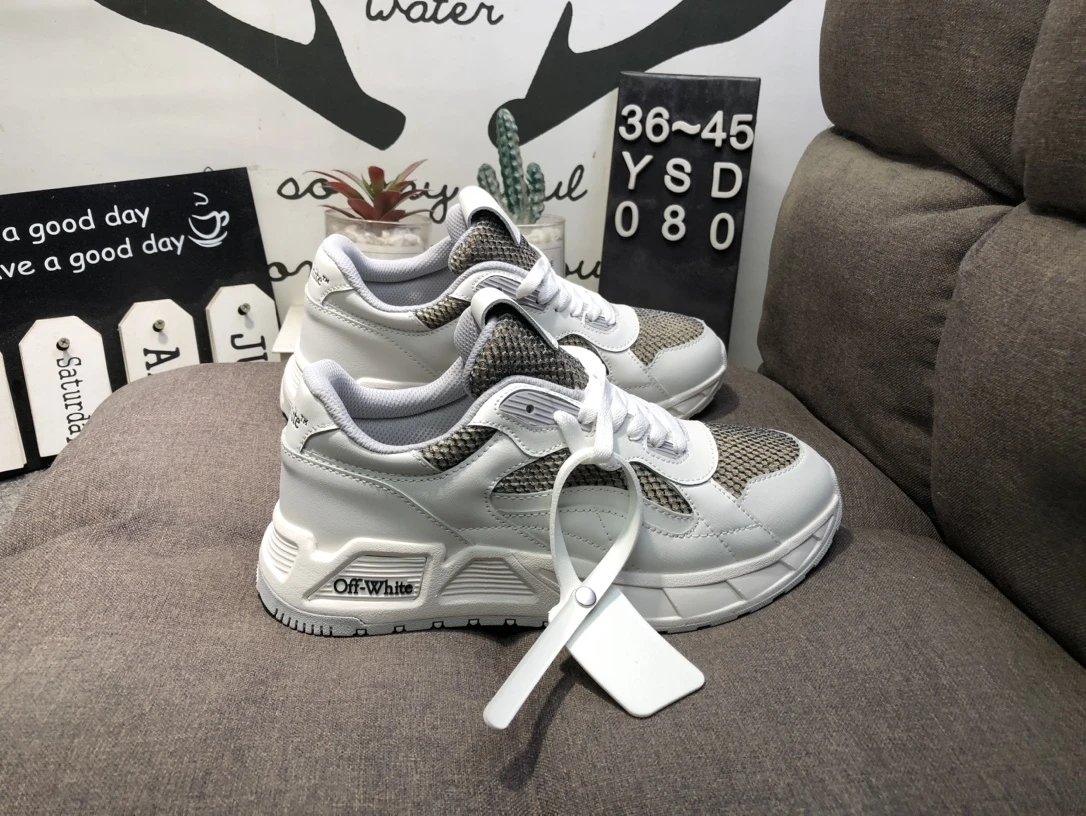 Off-White Arrow Low-Top White Leather Sneakers for Men Women