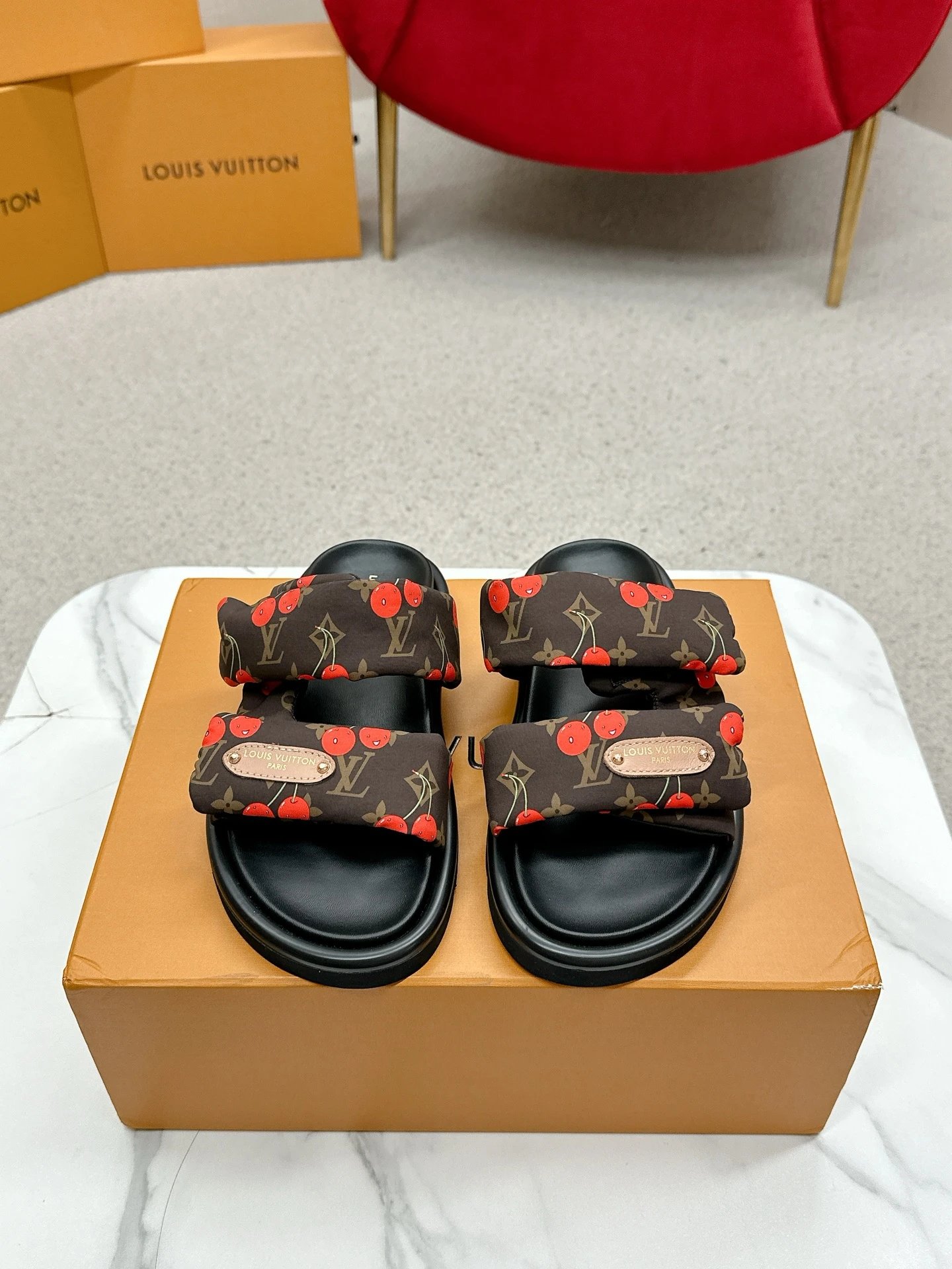 Louis Vuitton Monogram Cherry Platform Beach Slides