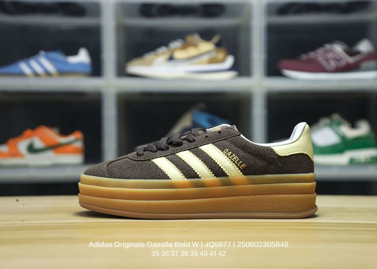 Adidas Gazelle Bold W Brown Yellow Platform Sneakers
