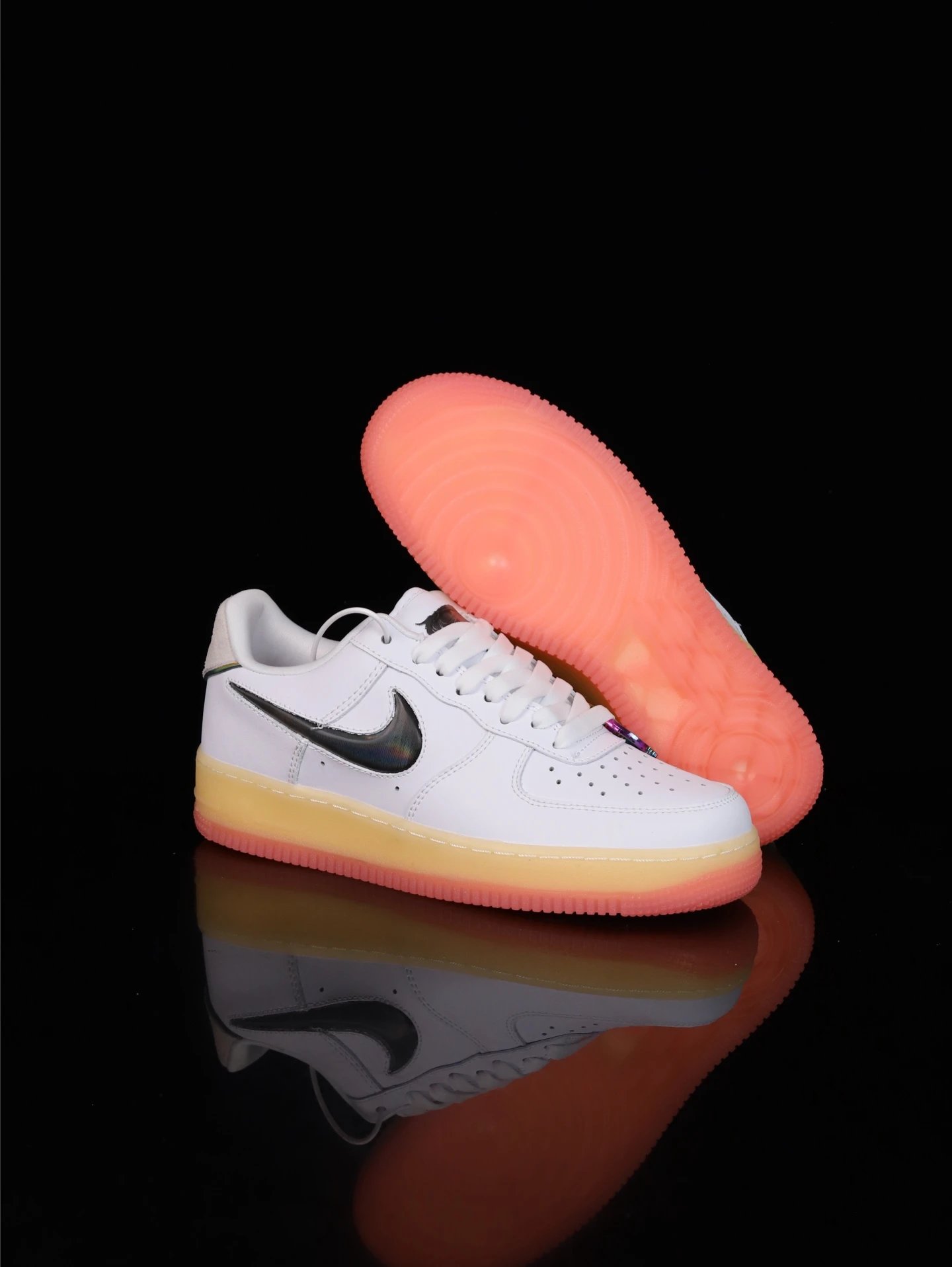 Nike Low Top White Leather Sneakers Pink Gum Sole