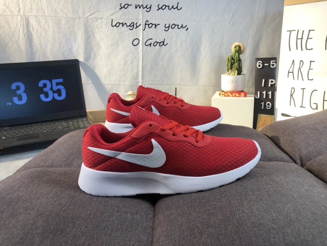 Nike Red Mesh Low Top Running Sneakers White Swoosh