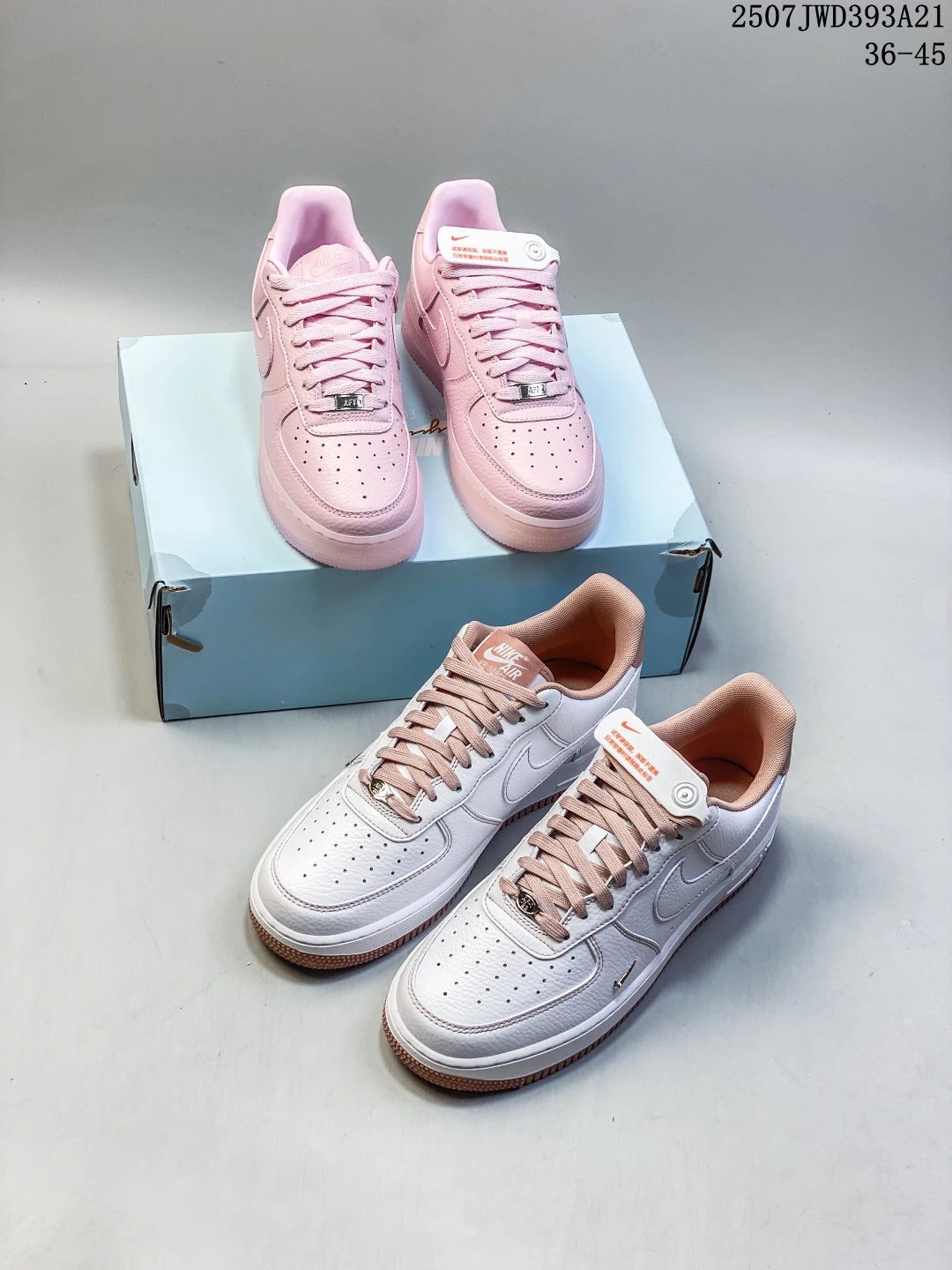 Nike Air Force 1 Pink Leather Low Top Sneakers