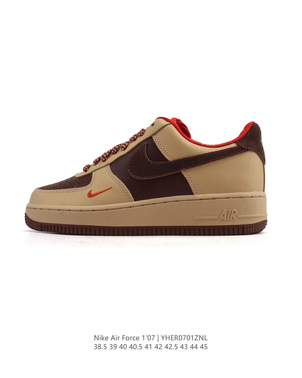 Nike Air Force 1 ’07 Wheat Brown Red Sneakers