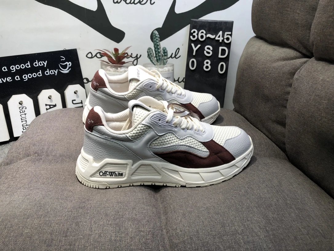 Off White Arrow Leather Patchwork White Sneakers