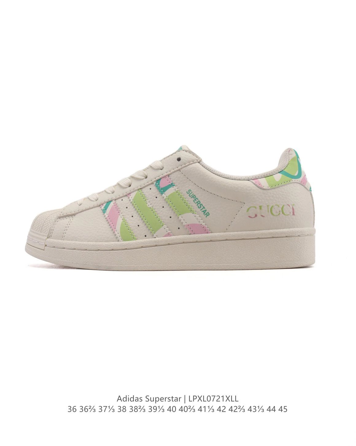 Adidas Superstar Beige Pastel Stripes Shell Toe Sneakers