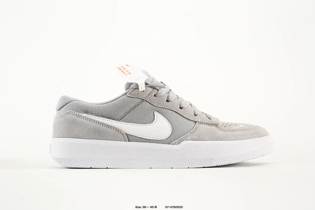 Nike Grey White Suede Low Top Skate Sneakers