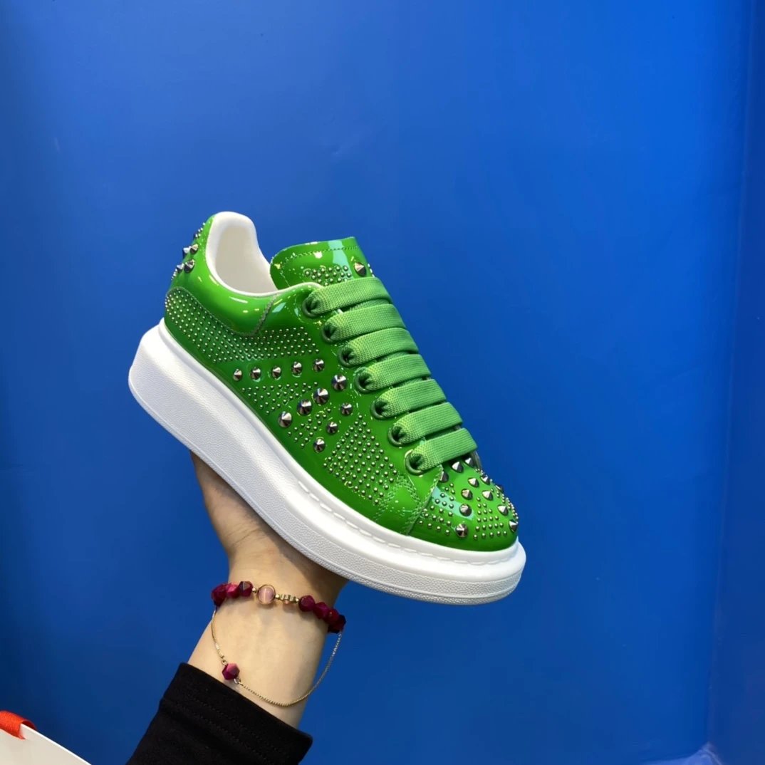 Alexander McQueen Green Studded Platform Sneakers