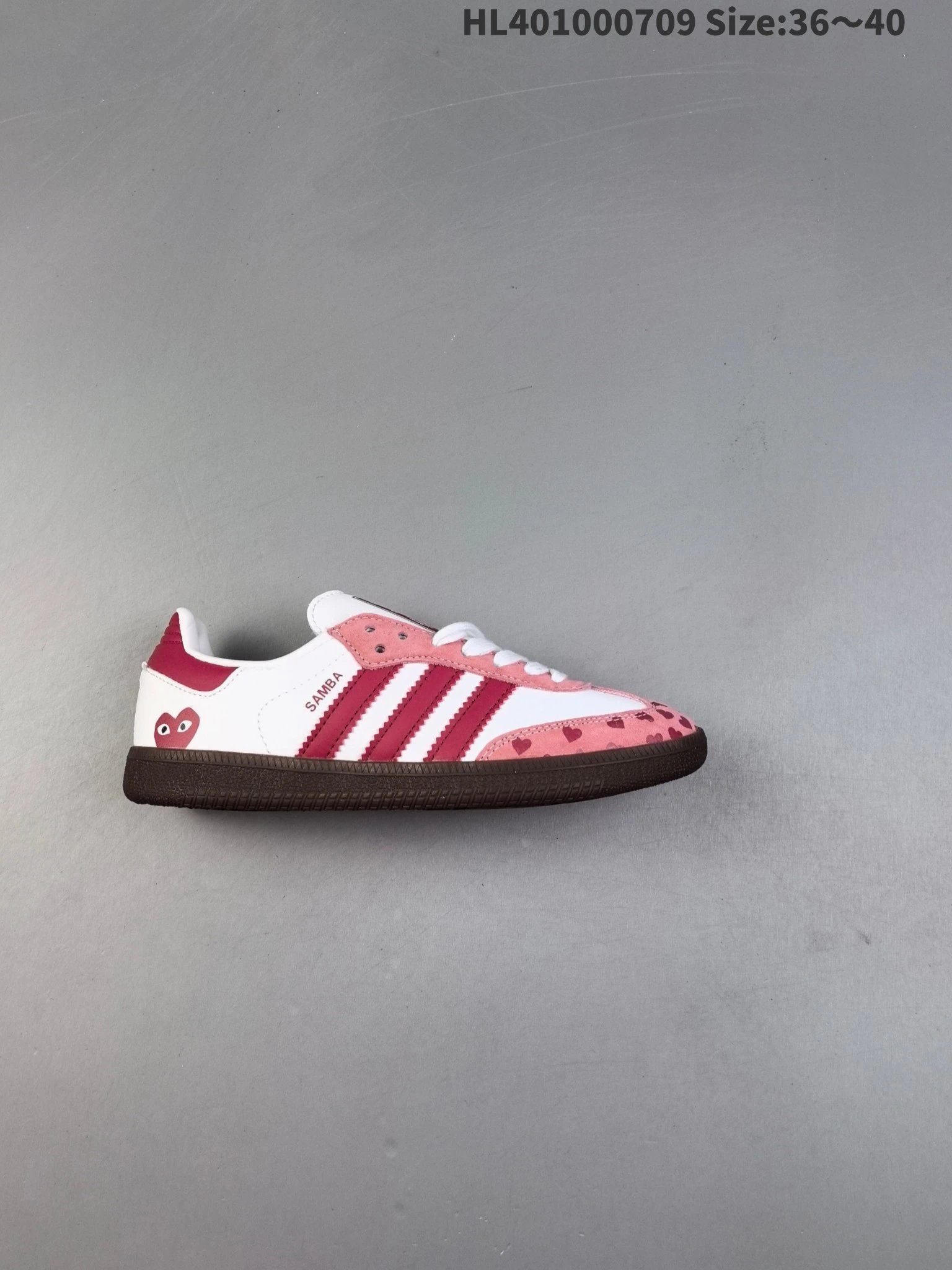 Adidas Samba White Pink Heart 3-Stripes Low Sneakers