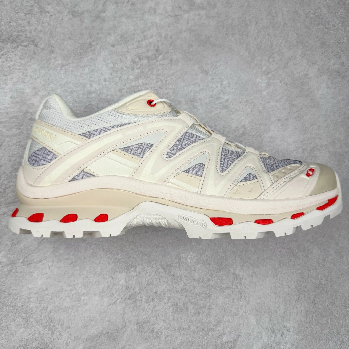 Ascis White Grey Retro Mesh Suede Running Sneakers