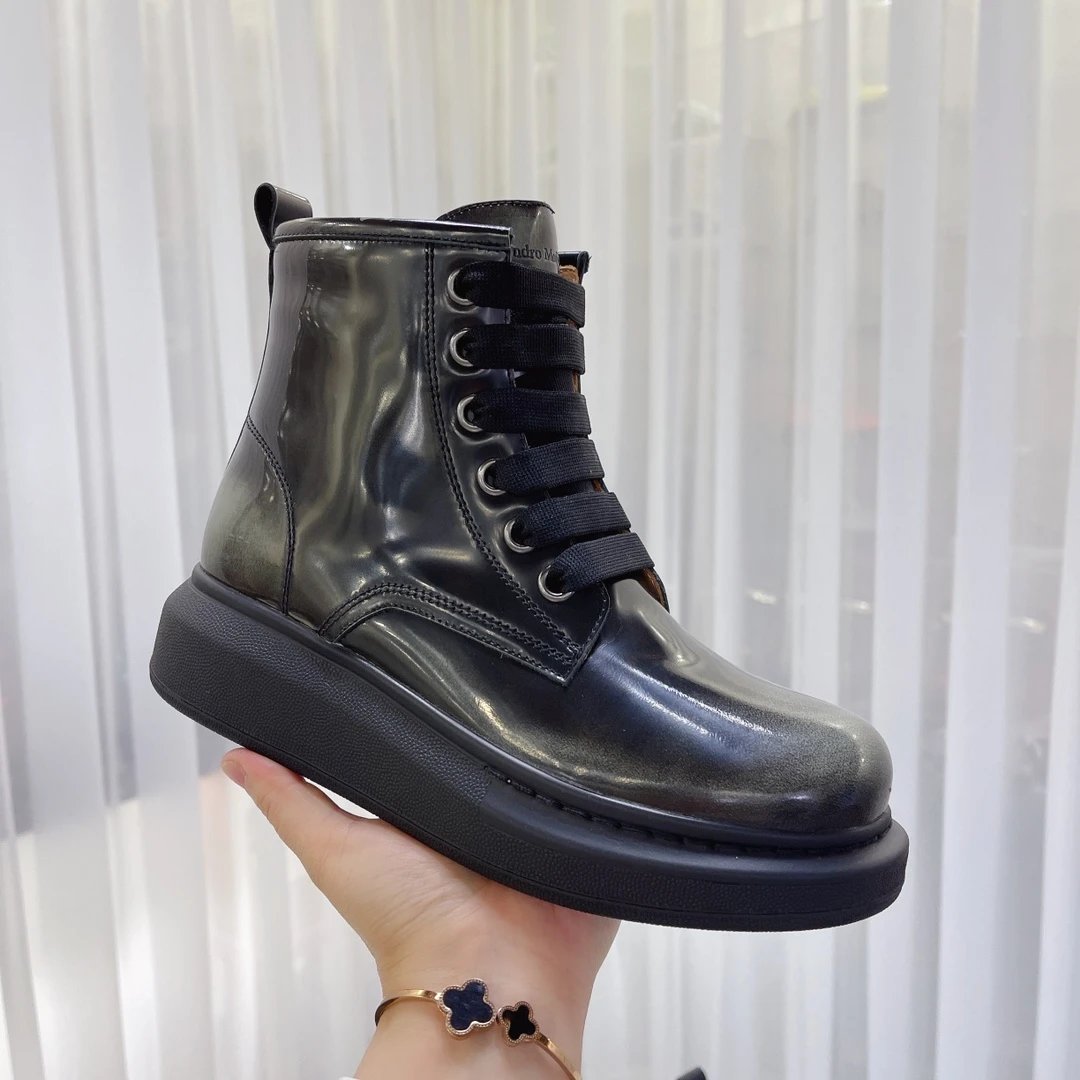 Alexander McQueen Black Leather Oversized Platform Sneakers