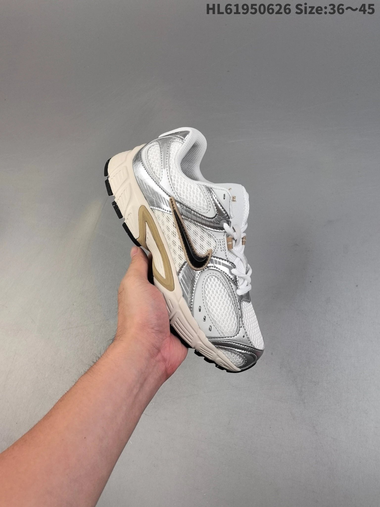 Nike Zoom Vomero 5 White Silver Gold Retro Sneakers
