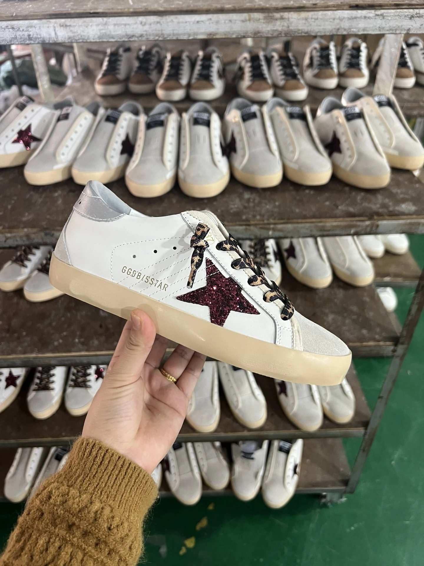 Golden Goose Superstar White Sneakers Burgundy Star