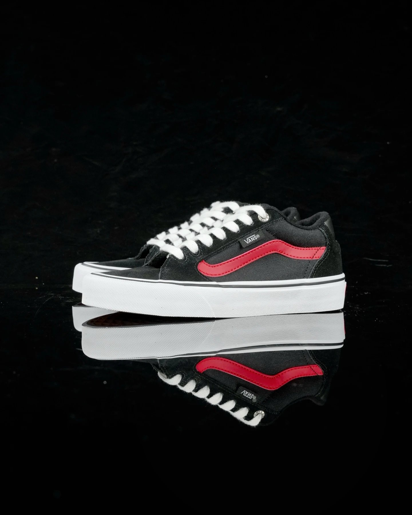 Vans Old Skool Black Red Low Top Skate Shoes