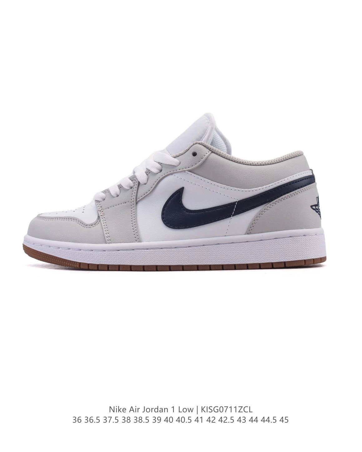 Air Jordan 1 Low Light Gray White Navy Sneakers