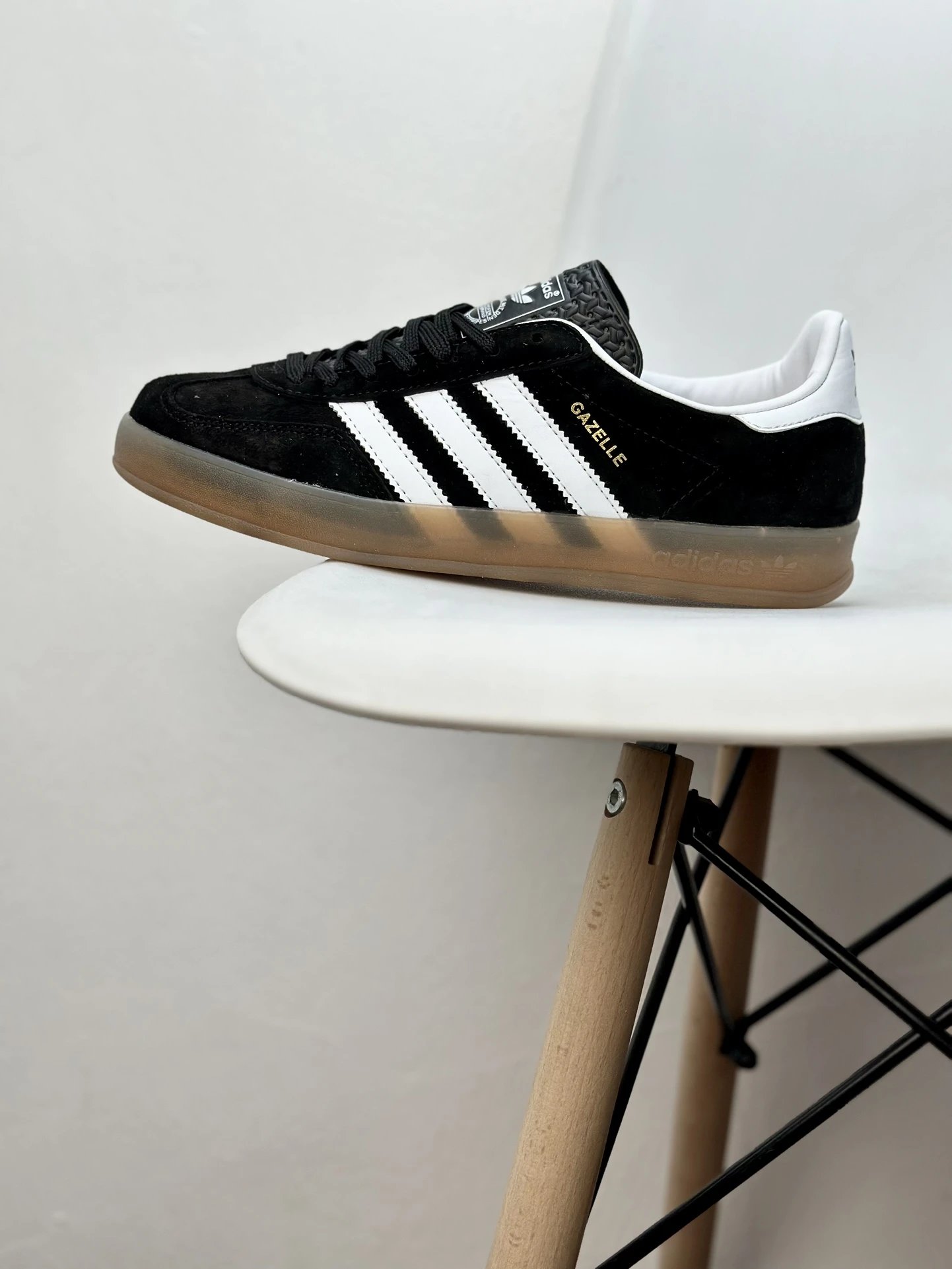 Adidas Gazelle Indoor Black White Suede Gum Sole Sneakers